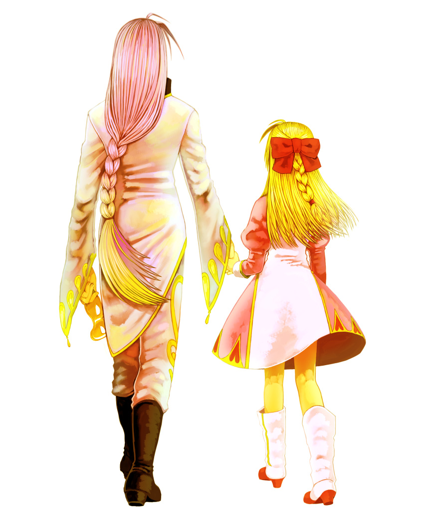 1boy, 1girl, absurdres, blonde_hair, blue_hair, braid, chrono_cross, commentary_request