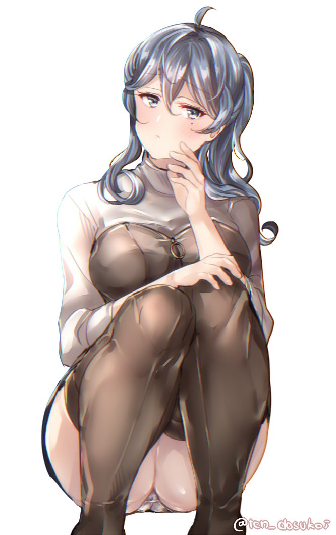 1girl, blue_eyes, blue_hair, blush, boots, breasts, brown_footwear, closed_mouth