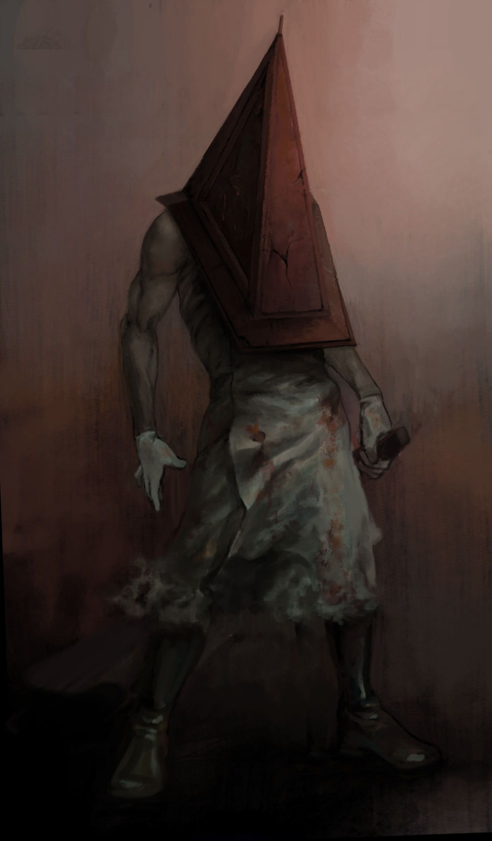 1boy, blood, commentary_request, gloves, great_knife, hat, helmet, highres