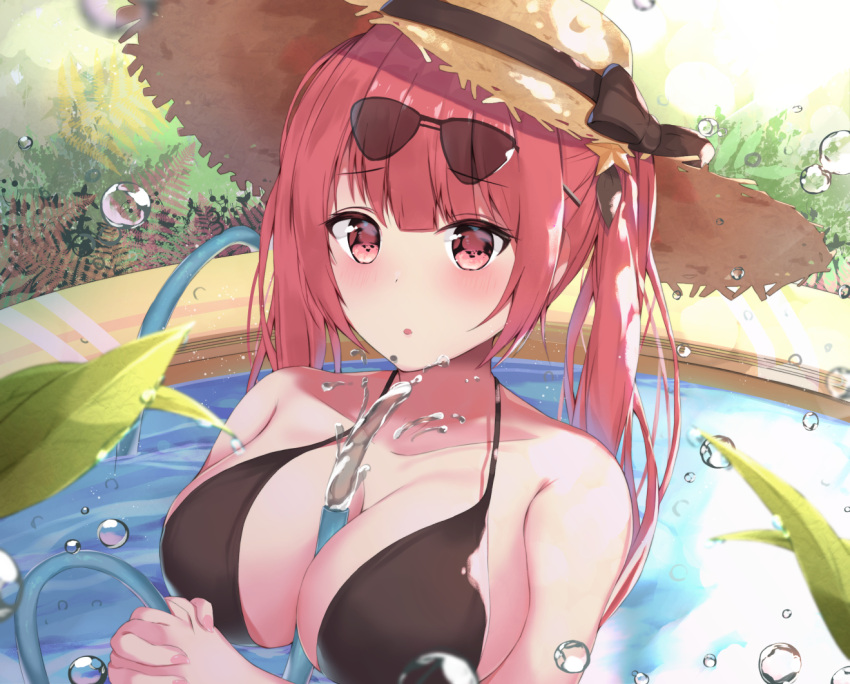 1girl, azur_lane, bangs, bikini, bikini_top, black_bikini, blush, breasts