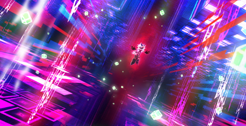 1boy, absurdres, animal_ears, cyberspace, gloves, highres, infinite_(sonic), light