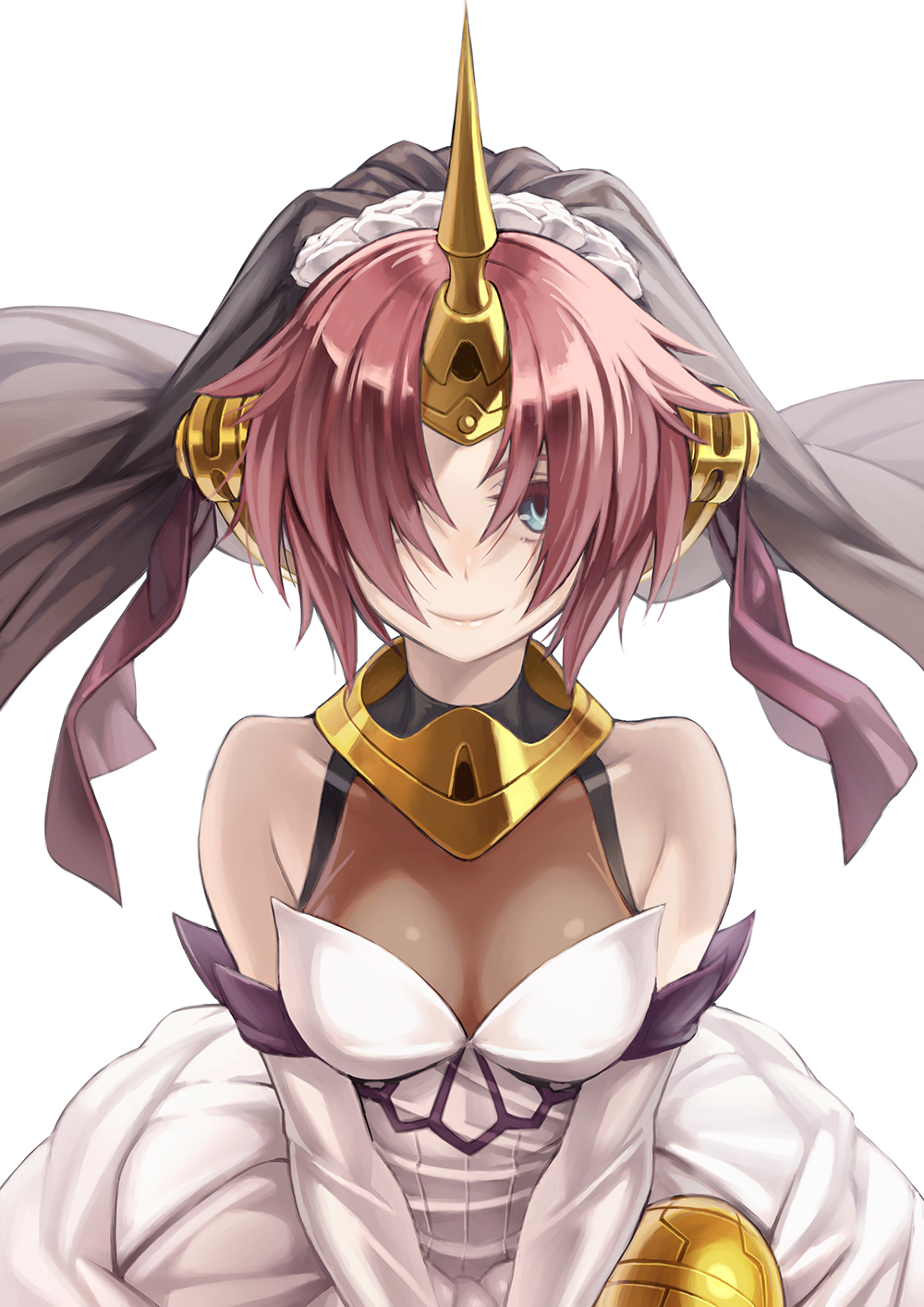1girl, blue_eyes, breasts, dress, elbow_gloves, fate/apocrypha, fate/grand_order, fate_(series)