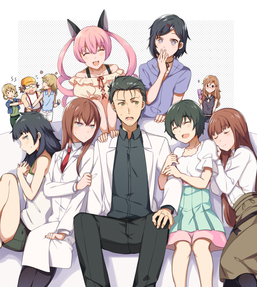 3boys, 6+boys, absurdres, akiha_rumiho, amane_suzuha, amane_yuki, animal_ears, arm_hug