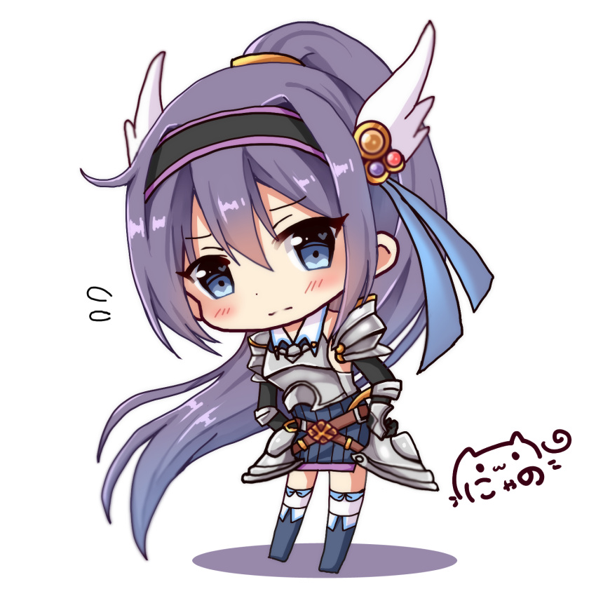 1girl, absurdly_long_hair, bangs, black_gloves, black_hairband, blue_eyes, blue_footwear, blush