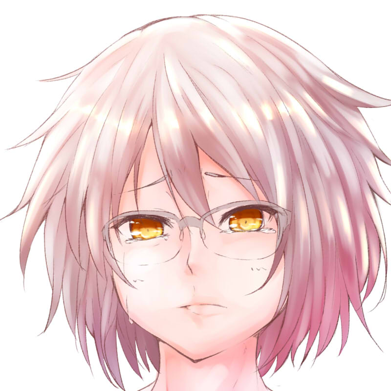 1girl, crying, crying_with_eyes_open, eyebrows_visible_through_hair, glasses, hair_between_eyes, honest_(honenano), nagato_yuki