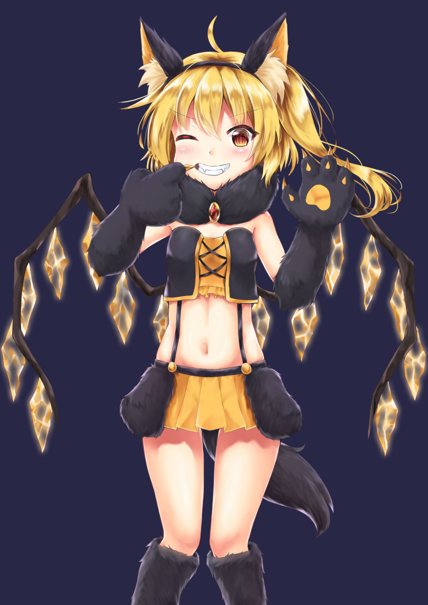 1girl, ;), absurdres, ahoge, akiteru98, alternate_costume, animal_ear_fluff, animal_ears