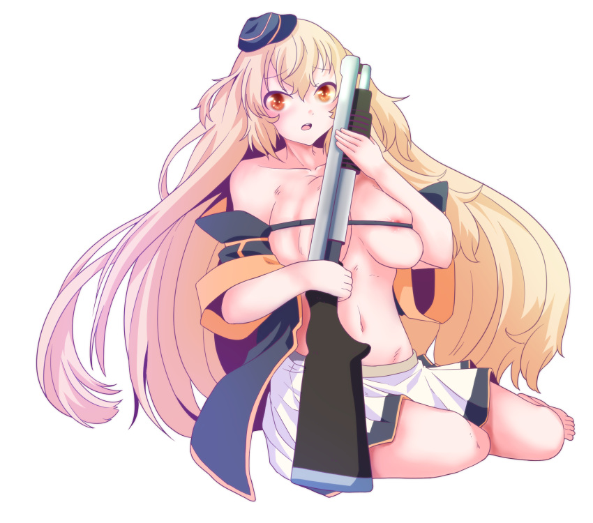 1girl, :p, bandaid, bangs, collarbone, girls_frontline, m37_(girls_frontline), solo