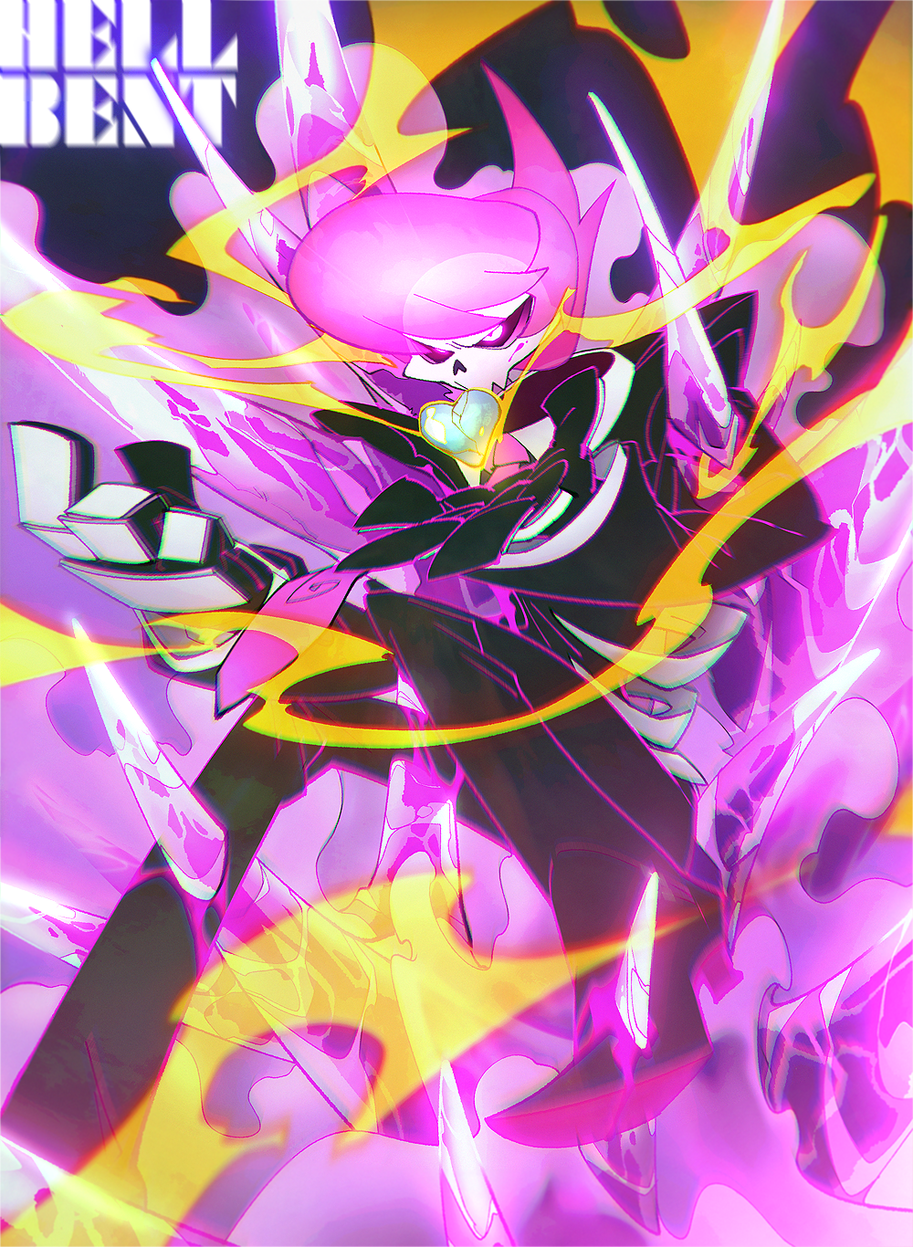 1boy, beckoning, black_background, black_gloves, brad_(16325), cracked, energy, formal