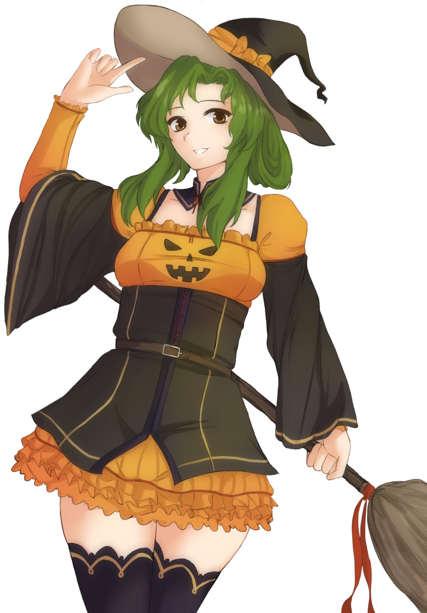 1girl, alternate_costume, belt, broom, brown_eyes, elincia_ridell_crimea, fire_emblem, fire_emblem:_akatsuki_no_megami