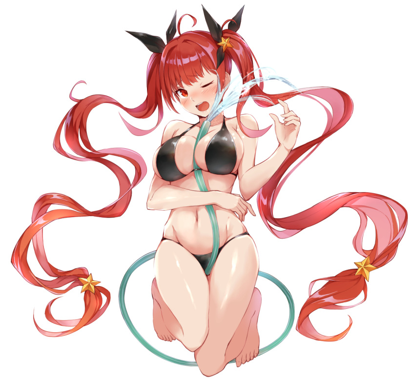 1girl, absurdly_long_hair, alternate_costume, azur_lane, bangs, bikini, black_bikini, black_ribbon