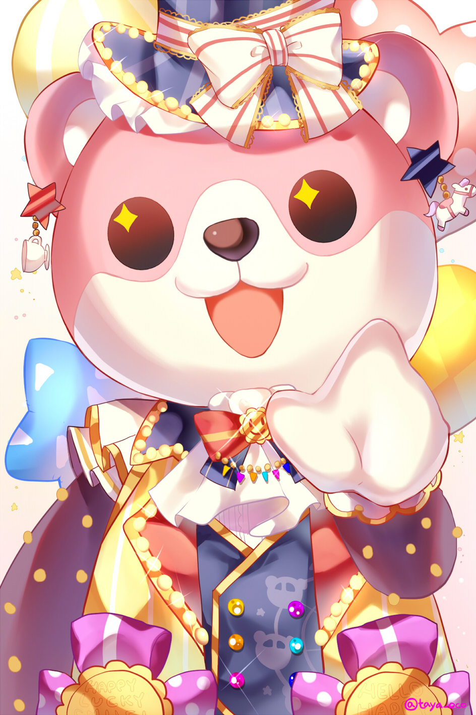 +_+, 1girl, :3, :d, animal_costume, ascot, balloon, bang_dream!