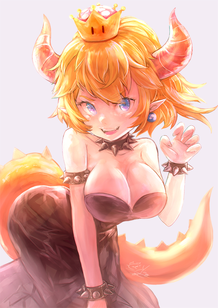 1girl, armlet, armpits, bangs, bare_shoulders, black_collar, black_dress, blonde_hair