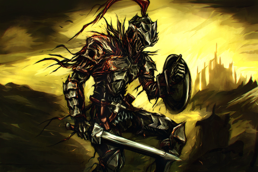 1boy, armor, byneet, commentary_request, dark_souls_iii, full_armor, goblin_slayer, goblin_slayer!