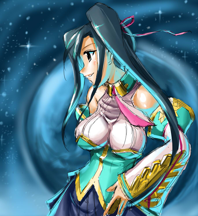 bare_shoulders, breasts, kan'u, kanu, koihime_musou, long_hair, satou_tomohiro