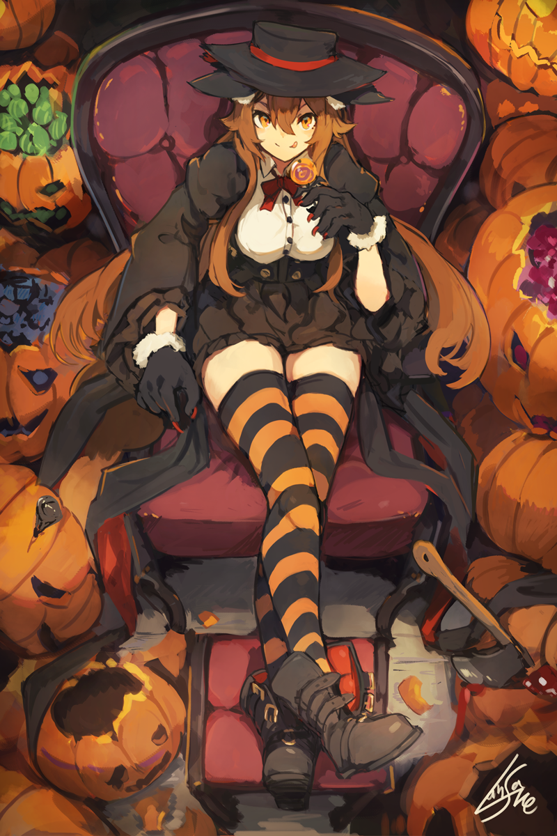 1girl, :q, animal_ears, ankle_boots, artist_name, axe, black_footwear, black_gloves