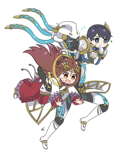 1girl, armor, blush, chibi, closed_eyes, collarbone, fan_la_norne, feather_hair