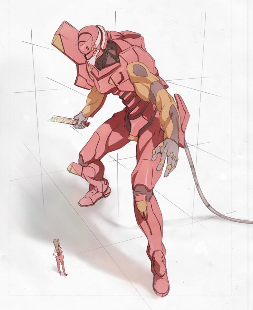 knife, long_hair, mecha, neon_genesis_evangelion, p.k., plugsuit, prog_knife, redhead
