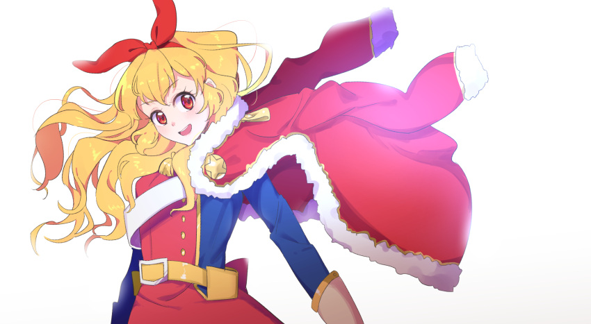 1girl, :d, aijou_karen, aijou_karen_(cosplay), aikatsu!, aikatsu!_(series), bangs, belt
