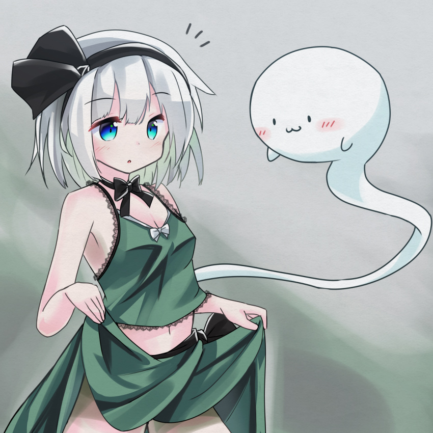 ._., 1girl, :3, :o, bangs, bare_arms, bare_shoulders, black_bow