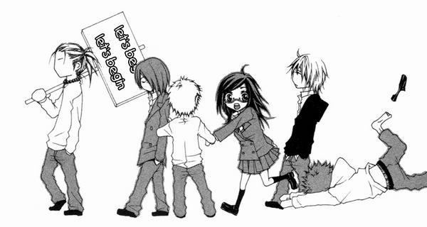 five, five_(manga), hard_translated, jpeg_artifacts, manga, monochrome, translated, trip