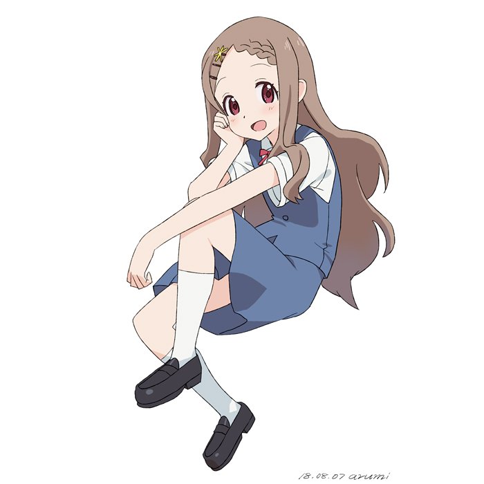 1girl, aoba_kokona, baba_arumi, braid, brown_hair, hair_ornament, hairclip, long_hair