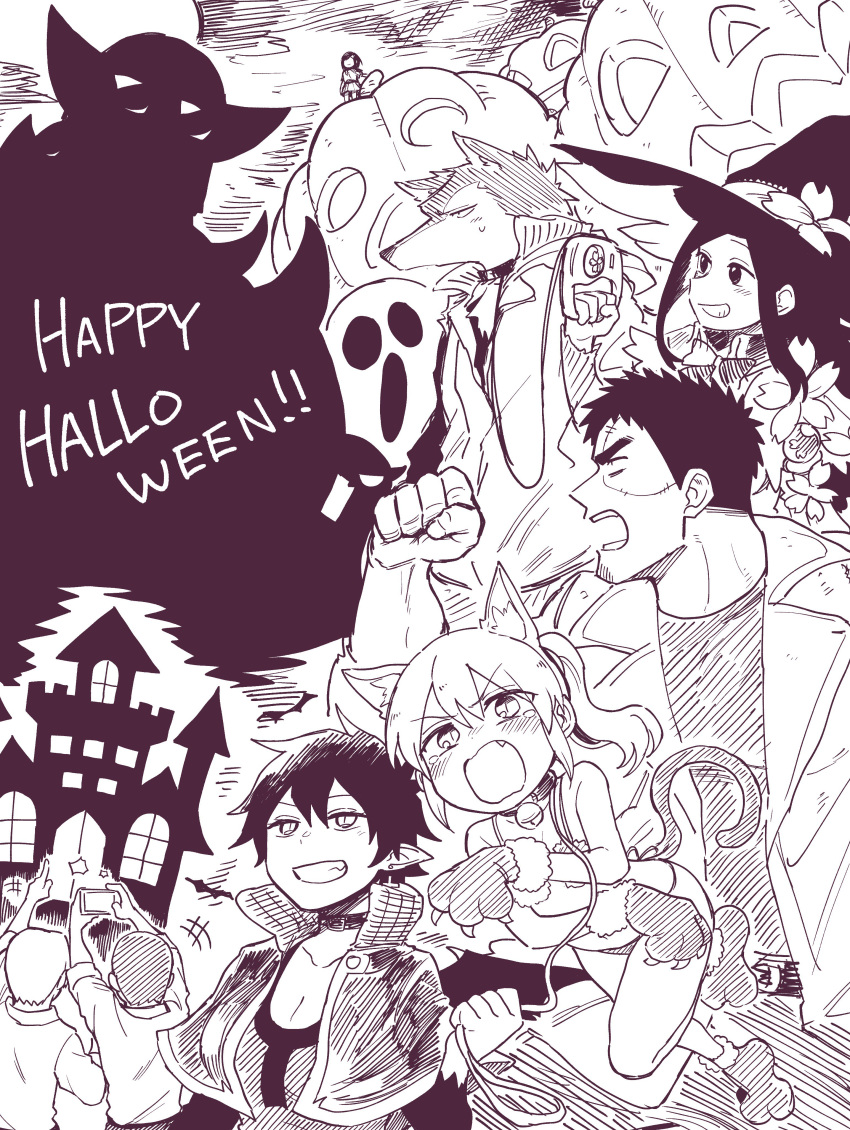 4boys, 4girls, absurdres, animal_ears, animalization, bat, bell, bell_collar