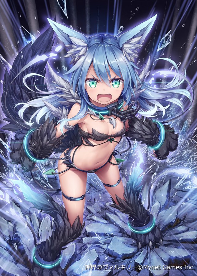 1girl, akkijin, animal_ears, aqua_eyes, armpits, bare_shoulders, black_background, blue_hair