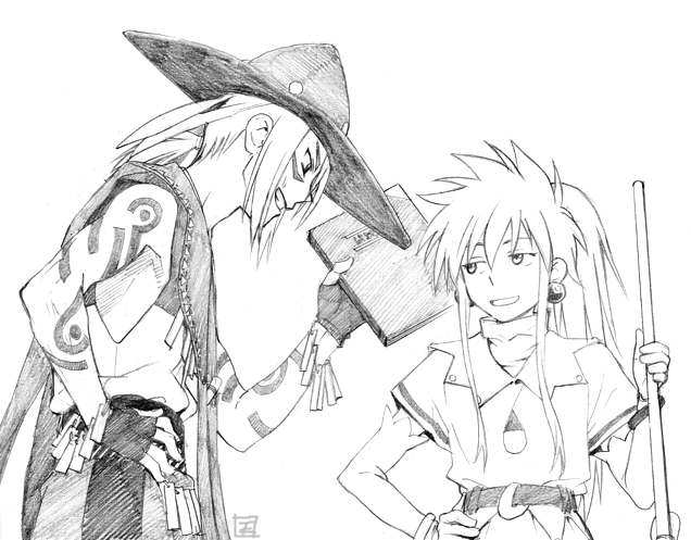 1girl, arche_klein, book, hat, klarth_lester, monochrome, tales_of_(series), tales_of_phantasia
