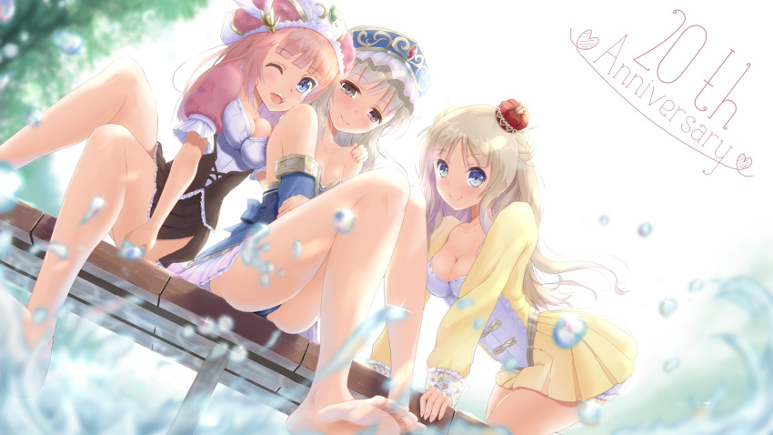 3girls, all_fours, atelier_(series), atelier_meruru, atelier_rorona, atelier_totori, bare_legs, bare_shoulders