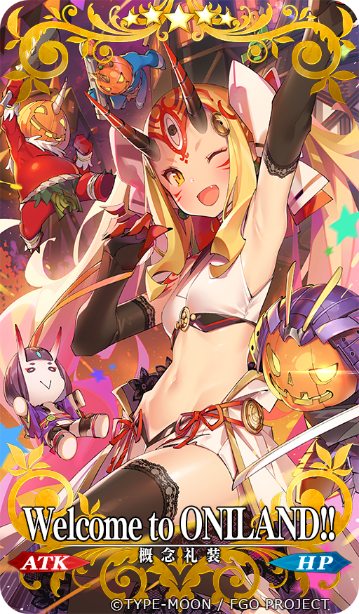 1girl, ;d, arm_up, armor, armpits, bare_shoulders, black_gloves, black_horns