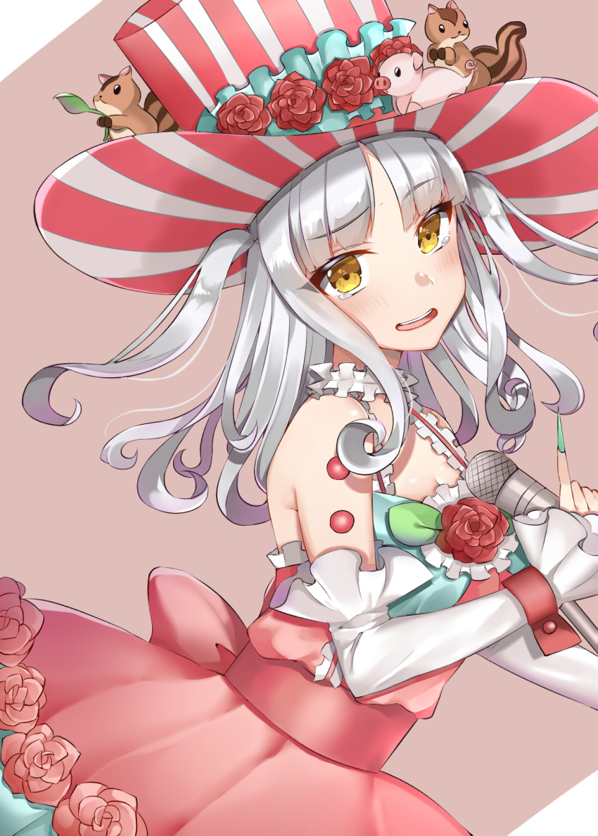 1girl, back_bow, blush, bow, carmilla_(fate/grand_order), chipmunk, cosplay, detached_sleeves