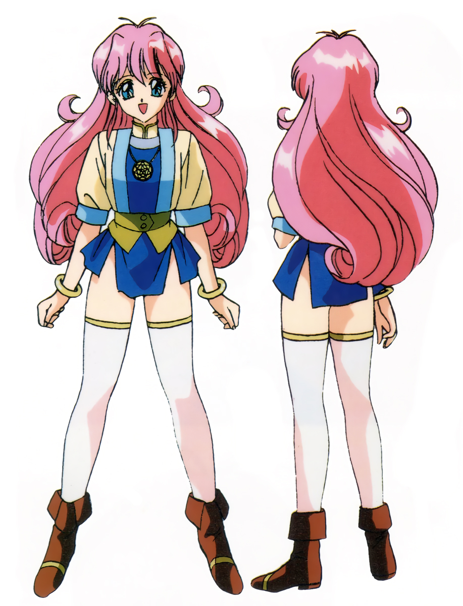 90s, back, blue_eyes, boots, bracelet, brown_footwear, full_body, highres