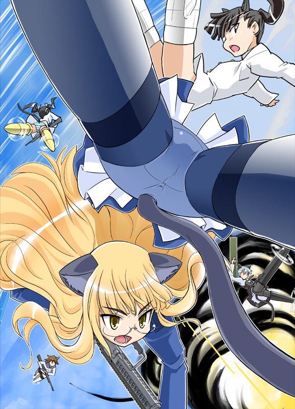 miyagoe, panties, panties_under_pantyhose, pantyhose, perrine_h_clostermann, sakamoto_mio, strike_witches, underwear