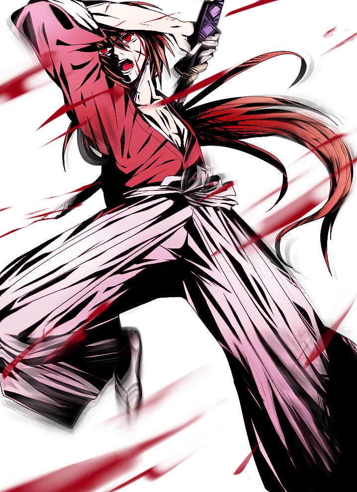 1boy, agatsu_yudume, blood, blood_splatter, floating_hair, grey_hakama, hair_between_eyes, hakama