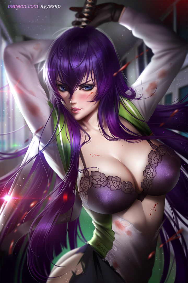 1girl, ass, ayya_saparniyazova, bangs, blue_eyes, bokken, bra, breasts