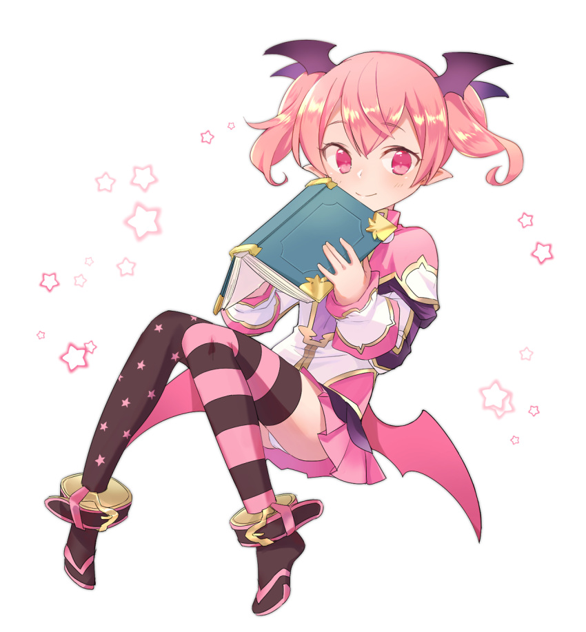 1girl, blush, book, demon_girl, emelia_pris, full_body, head_wings, highres