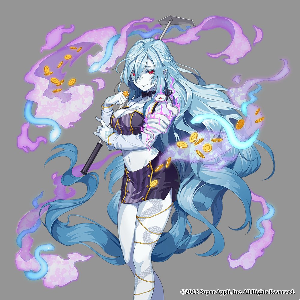 1girl, black_bow, blue_hair, bow, braid, breasts, cleavage, coin