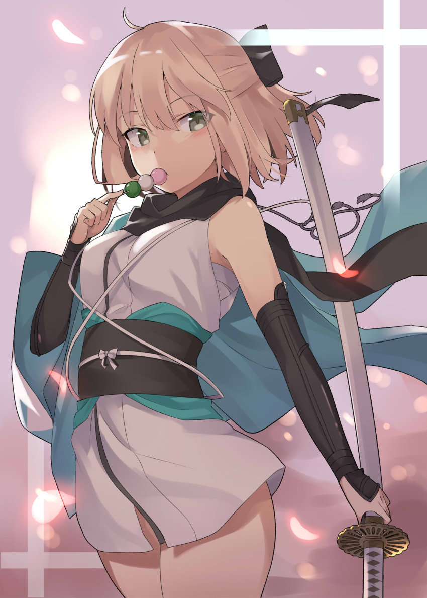 100, absurdres, blush, dango, fate/grand_order, fate_(series), food, haori
