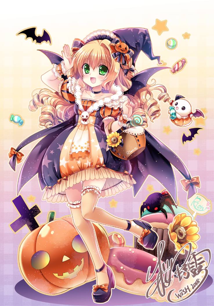 1girl, bangs, basket, bat, bat_wings, black_cape, blonde_hair, blush