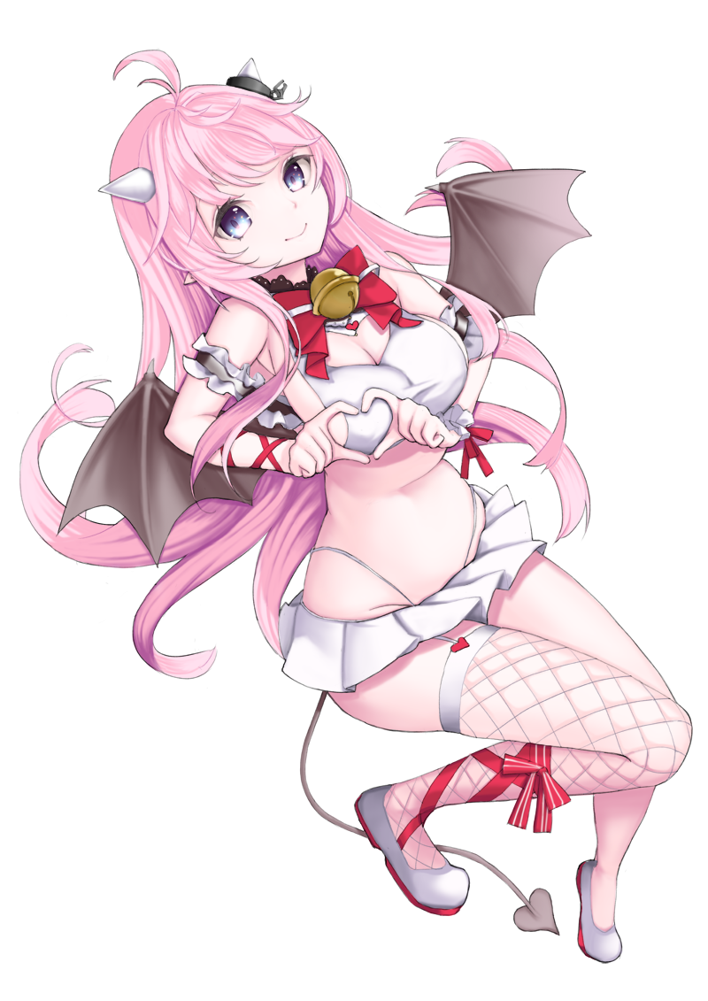 1girl, akahara_tyun, bat_wings, bell, bell_collar, blue_eyes, borrowed_character, collar