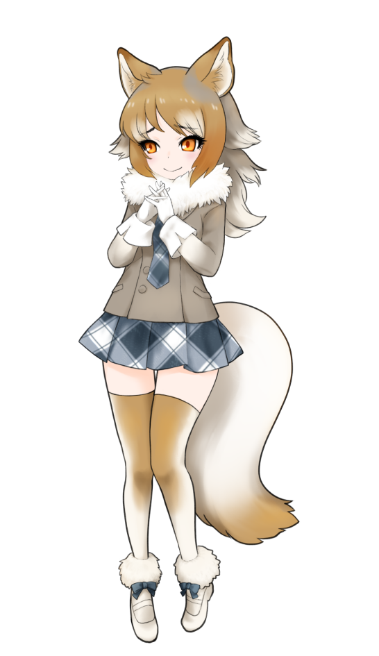 1girl, animal_ears, bow_footwear, brown_hair, check_character, eyebrows_visible_through_hair, full_body, fur-trimmed_footwear