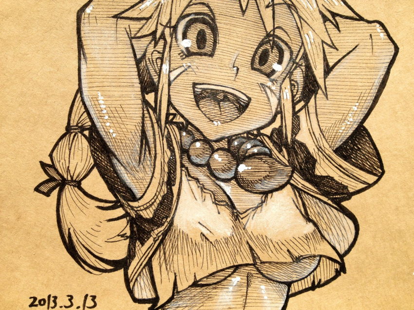 1girl, breasts, chrono_cross, cleavage, commentary_request, high_ponytail, highres, jewelry