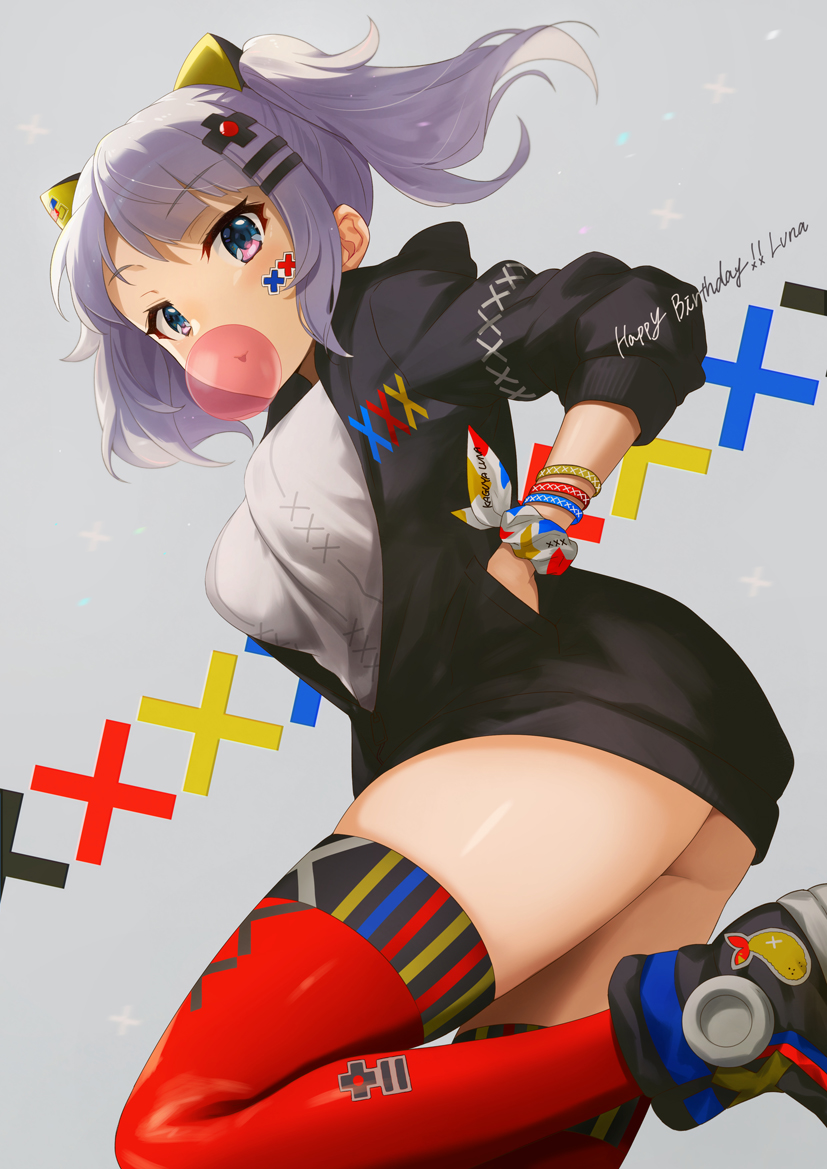 1girl, ankle_boots, ass, azuki_yui, bangs, black_footwear, black_jacket, blue_eyes