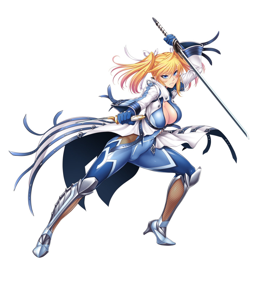 1girl, absurdres, armor, armored_boots, bangs, belt, blonde_hair, blue_eyes
