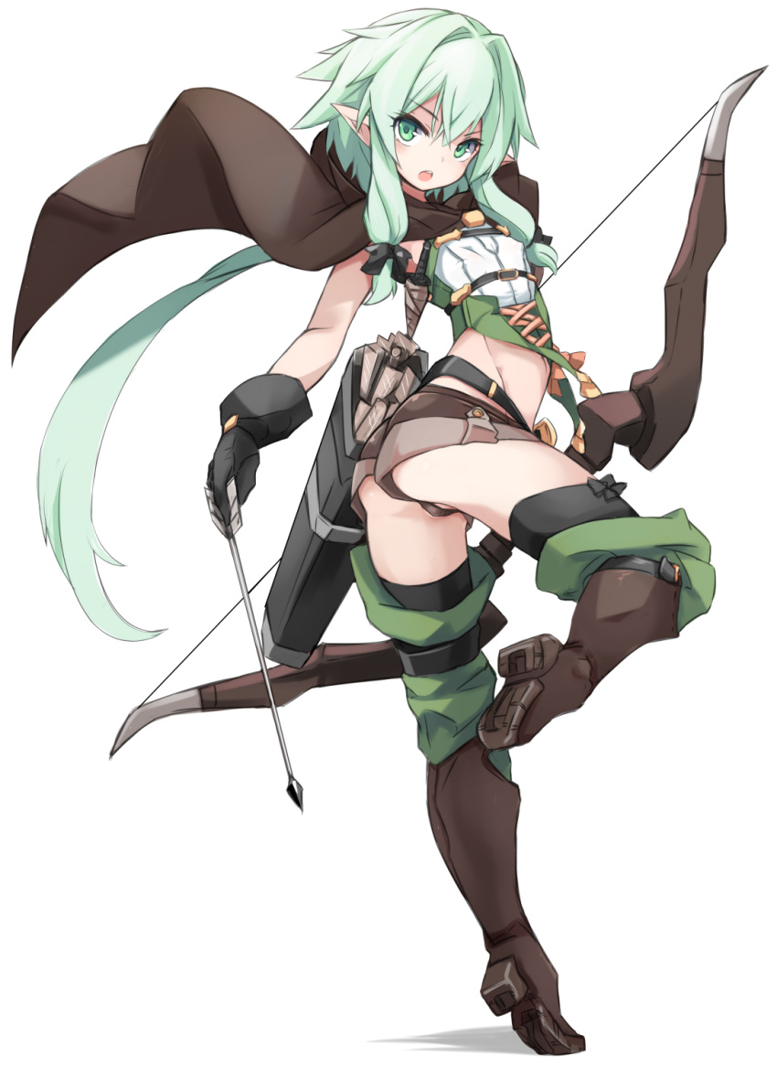 1girl, :o, aqua_hair, ass, black_bow, blush, boots, bow