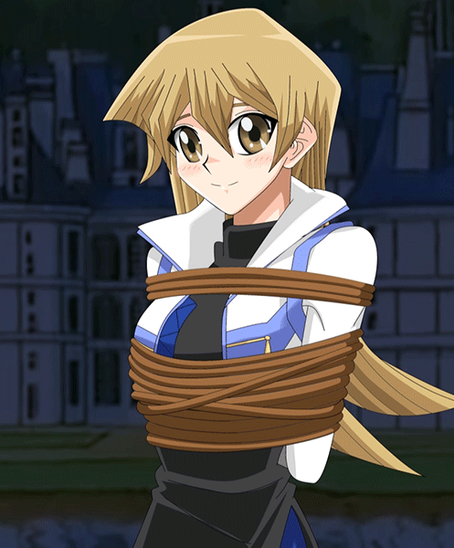 1girl, animated, animated_gif, animation, arms_behind_back, blonde_hair, bound, break