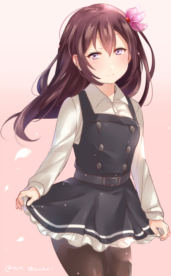 1girl, arashio_(kantai_collection), arashio_(kantai_collection)_(cosplay), bangs, black_belt, black_dress, blush, breasts