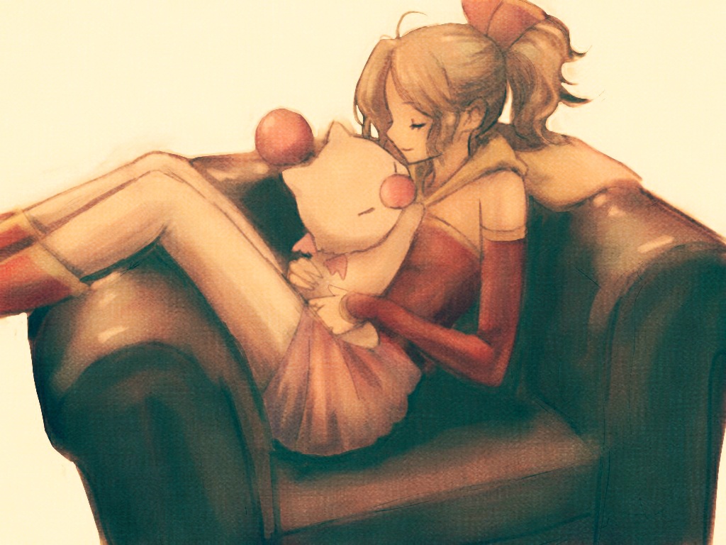 1girl, armchair, cape, chair, closed_eyes, closed_mouth, detached_sleeves, dress