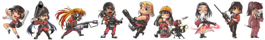 bandage, bandages, baseball_bat, bazooka, belt, chibi, everyone, explosive