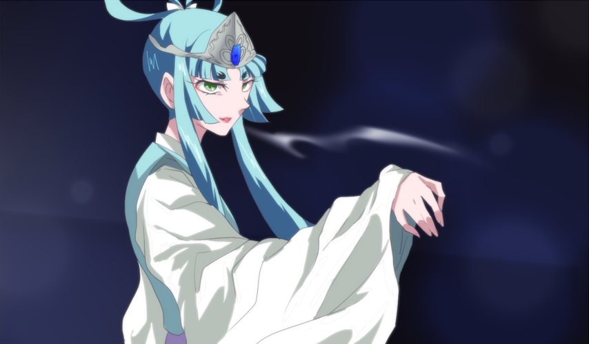 1girl, bishoujo_senshi_sailor_moon, blue_hair, comadori717, green_eyes, japanese_clothes, kimono, long_hair